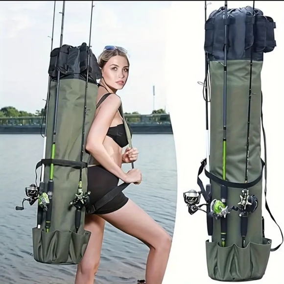 Fishing Rod Bag Durable Carry Case Multifunction Large Capacity Storage Bag Pole - Picture 4 of 5